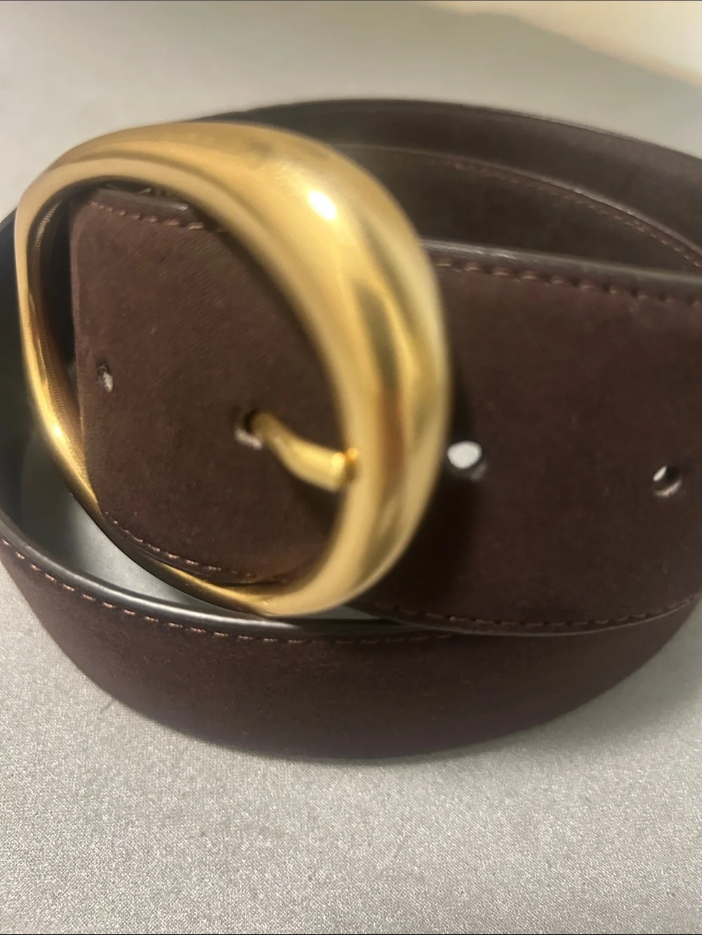 Banana Republic Dark Brown  Belt with Gold Oval Buckle